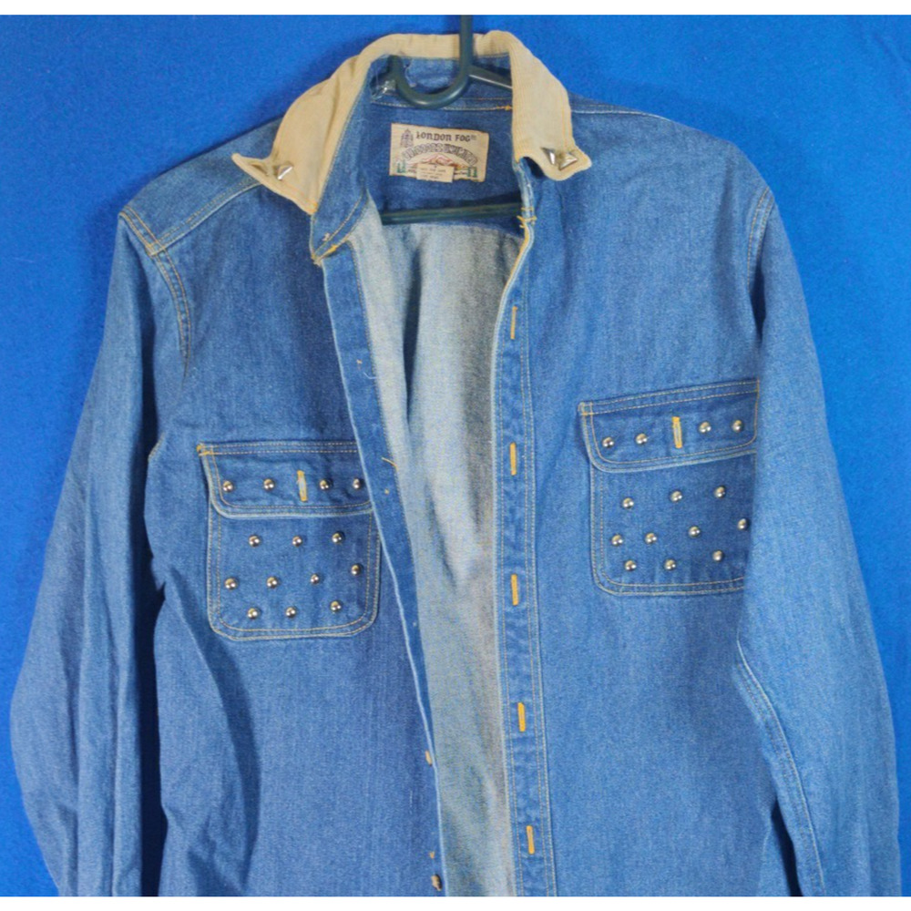 Vintage London Fog Denim Shirt Womens Small Outdoors Unlimited Studded Corduroy - Picture 2 of 14